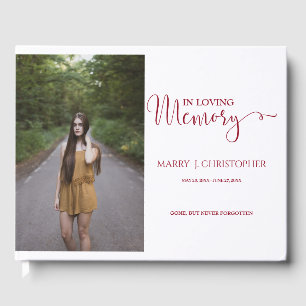 Burgundy Calligraphy Script in Loving Memory Photo Gastenboek