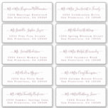 Burgundy Calligraphy Wedding Guest Adresetiketten Sticker<br><div class="desc">Eenvoudig te personaliseren, namen en adressen / stickers met een individueel trouwadres voor gasten. Deze chique, moderne en eenvoudige trouwgastengastennamen zijn voorzien van je trouwgastennamen in een bogundy elegant handgeschreven script kalligrafie op een witte achtergrond. Voeg gewoon uw individuele trouwgastennamen en adres toe. Exclusief voor u ontworpen door Happy Dolphin...</div>