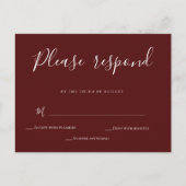 Burgundy Calligraphy Wedding RSVP Card Briefkaart (Voorkant)