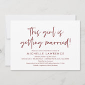 Burgundy Casual en Fun, Vrijgezellenfeest Party Kaart (Voorkant)