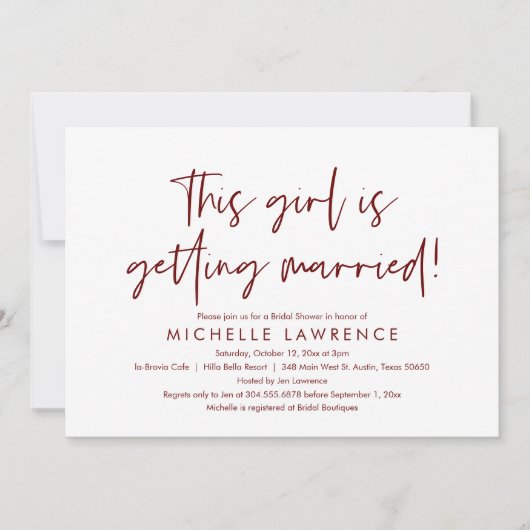 Burgundy Casual en Fun, Vrijgezellenfeest Party Kaart (Voorkant)