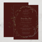 Burgundy Celebration of Life Botanical Kaart (Voorkant / Achterkant)