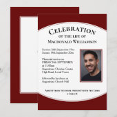 Burgundy CELEBRATION OF LIFE Photo Funeral Kaart (Voorkant / Achterkant)