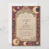 Burgundy Celestial Moon Wedding Kaart (Voorkant)