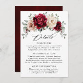 Burgundy Champagne Ivoor Mauve Trouwdetails Informatiekaartje (Voorkant / Achterkant)