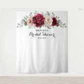 Burgundy Champagne Ivoor Roze Bruidsdouche Wandkleed (Voorkant)