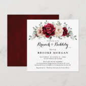 Burgundy Champagne Ivory Mauve Brunch en Bubble Kaart (Voorkant / Achterkant)