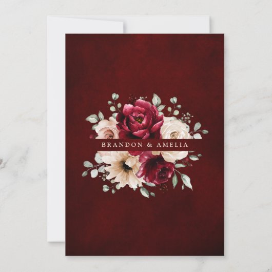 Burgundy Champagne Ivory Mauve Floral We doen dat  Kaart (Achterkant)