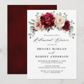 Burgundy Champagne Ivory Mauve Rehearsal Dinner Kaart (Voorkant / Achterkant)