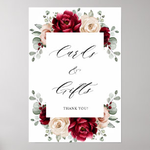 Burgundy Champagne Ivory Mauve Roos Cards & Gifts Poster