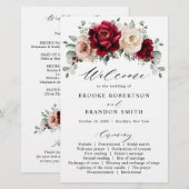 Burgundy Champagne Ivory Mauve Roos Floral Program (Voorkant / Achterkant)