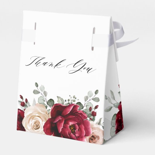 Burgundy Champagne Ivory Mauve Roos Floral Wedding Bedankdoosjes (Achterkant)