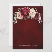 Burgundy Champagne Ivory Mauve Roos Floral Wedding Kaart (Achterkant)