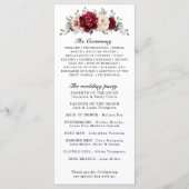Burgundy Champagne Ivory Mauve Roos Floral Wedding Programmakaart (Achterkant)