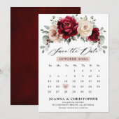 Burgundy Champagne Ivory Mauve Roos Floral Wedding Save The Date (Voorkant / Achterkant)