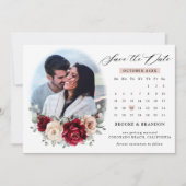 Burgundy Champagne Ivory Mauve Roos Floral Wedding Save The Date (Voorkant)