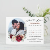 Burgundy Champagne Ivory Mauve Roos Floral Wedding Save The Date (Staand voorkant)