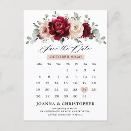 Burgundy Champagne Ivory Mauve Roos Save the Date Briefkaart