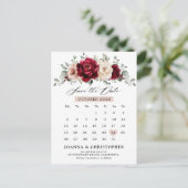 Burgundy Champagne Ivory Mauve Roos Save the Date Briefkaart (Staand voorkant)