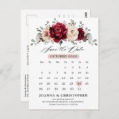 Burgundy Champagne Ivory Mauve Roos Save the Date Briefkaart (Voorkant / Achterkant)