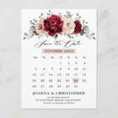 Burgundy Champagne Ivory Mauve Roos Save the Date Briefkaart (Voorkant)