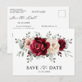 Burgundy Champagne Ivory Mauve Roos Save the Date Briefkaart (Voorkant / Achterkant)