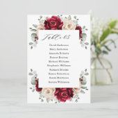 Burgundy Champagne Ivory Mauve Roos Seat Chart Kaart (Staand voorkant)