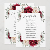 Burgundy Champagne Ivory Mauve Roos Seat Chart Kaart (Voorkant / Achterkant)
