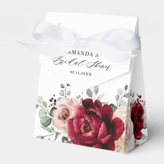 Burgundy Champagne Ivory Mauve Roos Vrijgezellenfe Bedankdoosjes (Voorkant Zijde)