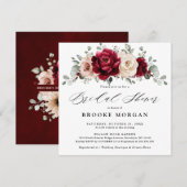 Burgundy Champagne Ivory Mauve Roos Vrijgezellenfe Kaart (Voorkant / Achterkant)