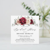 Burgundy Champagne Ivory Mauve Roos Vrijgezellenfe Kaart (Staand voorkant)