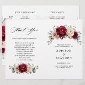 Burgundy Champagne Ivory Mauve Wedding Programme (Voorkant / Achterkant)