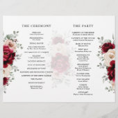 Burgundy Champagne Ivory Mauve Wedding Programme (Achterkant)