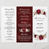 Burgundy Champagne Ivory Mauve Wedding Programme (Voorkant)