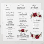 Burgundy Champagne Ivory Mauve Wedding Programme (Voorkant / Achterkant)