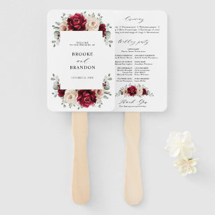 Burgundy Champagne Ivory Mauve Wedding Programme Handwaaier