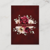 Burgundy Champagne Ivory Mauve Wedding Reception Informatiekaartje (Achterkant)