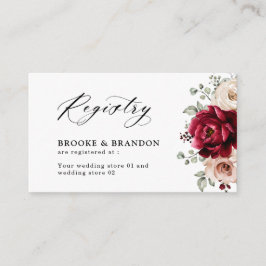 Burgundy Champagne Ivory Mauve Wedding Registry Informatiekaartje