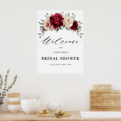 Burgundy Champagne Ivory Vrijgezellenfeest Welcome Poster (Keuken)