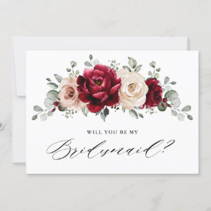Burgundy Champagne Ivory Wordt mijn Bridesmaid Kaart