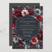 Burgundy Charcoal Nocturne Wedding Kaart (Voorkant / Achterkant)
