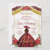 Burgundy Charro Rozen Mis Quince Kaart (Voorkant)