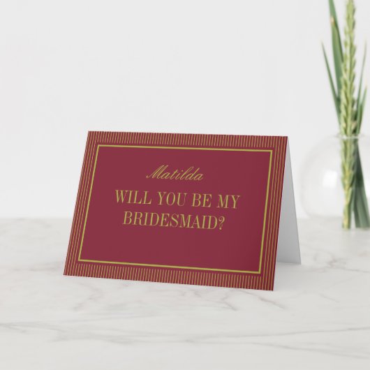 Burgundy & Chartreuse Wedding Bridesmaid Proposal Kaart (Voorkant)