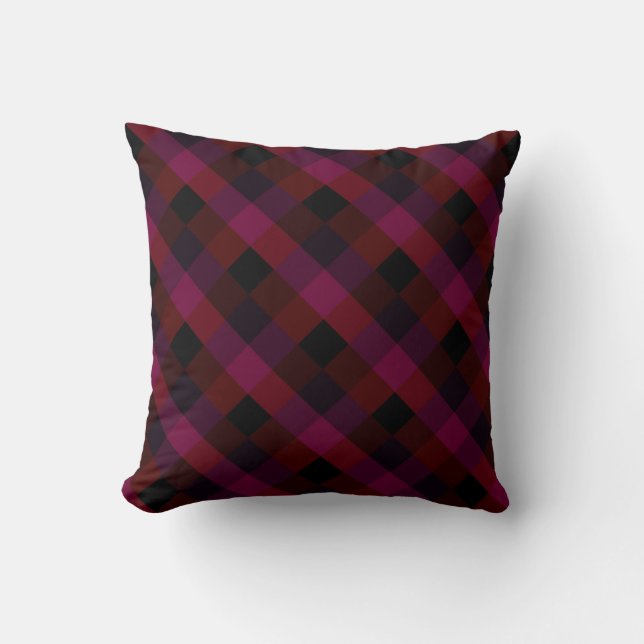 Burgundy Check Pattern Country Style Kussen (Voorkant)
