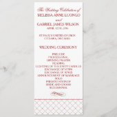 Burgundy Checked Pattern Wedding Ceremony Program Programmakaart (Voorkant)