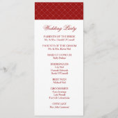 Burgundy Checked Pattern Wedding Ceremony Program Programmakaart (Achterkant)