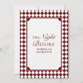 Burgundy Checkered Old Money Rehearsal Dinner Kaart (Voorkant)