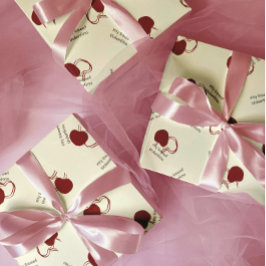 Burgundy Cherries & Sweet Script – Valentine Inpakpapier Vel