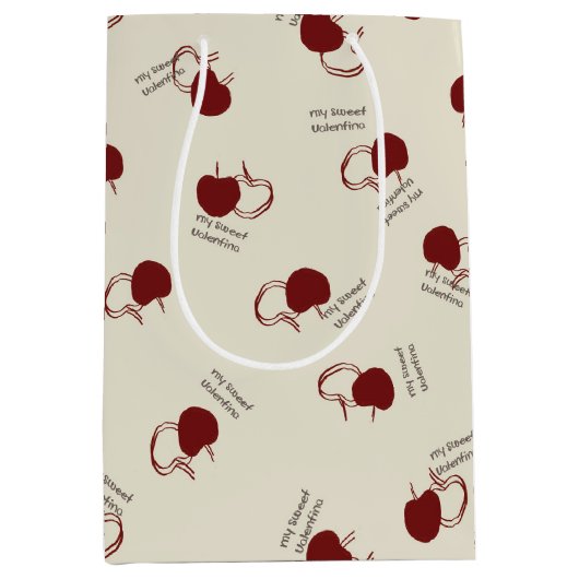 Burgundy Cherries & Sweet Script – Valentine Medium Cadeauzakje (Voorkant)