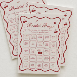 Burgundy Cherry Bridal Shower Bingo Game Card Kaart